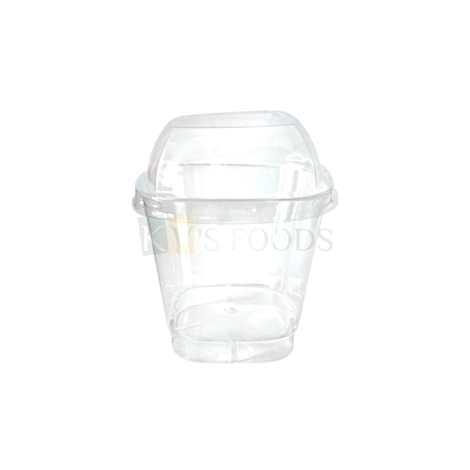 10PCS (GD-7063Z) Diameter 1.9 Inch, Height ~3.3 Inch Capacity ~ 100 ML Transparent Plastic Square Dessert Cup with Dome Lid, Airtight Food Container, Chocolates Mousses Pudding Candy DIY Short Cakes
