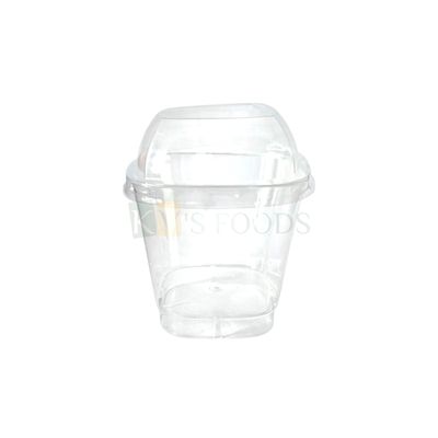 10PCS (GD-7063Z) Diameter 1.9 Inch, Height ~3.3 Inch Capacity ~ 100 ML Transparent Plastic Square Dessert Cup with Dome Lid, Airtight Food Container, Chocolates Mousses Pudding Candy DIY Short Cakes