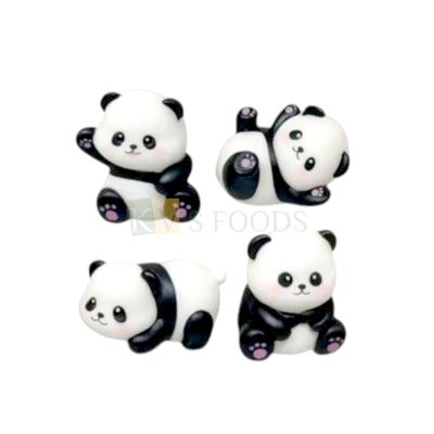 4PCs Different Actions Miniature Panda Set Figurines Cake Toppers, Zoo, Jungle Theme, Cartoon Characters, Kids, Childrens, Cute Animal  Birthday Party Cupcake Toppers, Play Toy DIY Cake Decorations