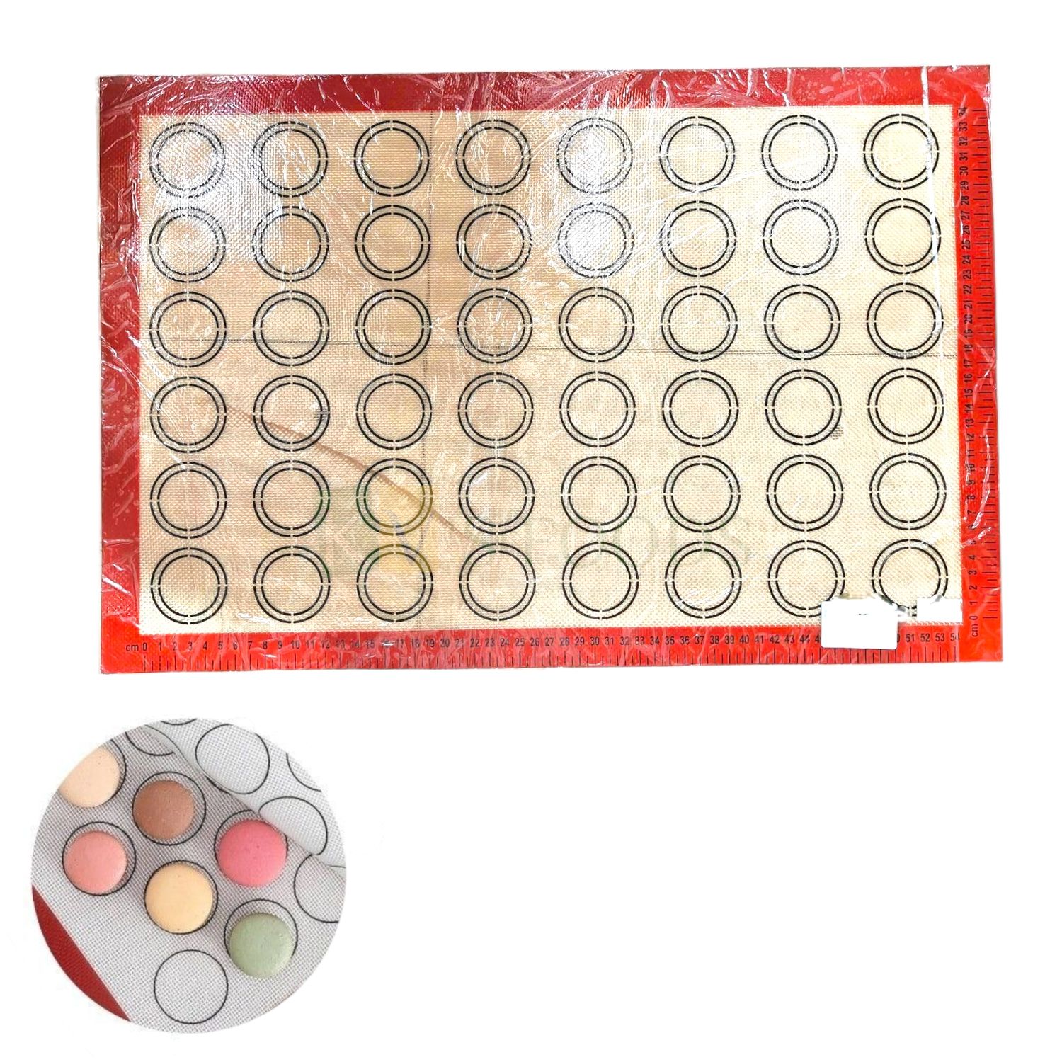 1 PC Silicone Big Multipurpose Silpat Mat, Macaroons Liner with Measurements Scale, 48 Circles, Reusable Professional Baking Non-stick Puff Mat Oven Liner Sheets Toaster Biscuits, Cookies, Pans Mats