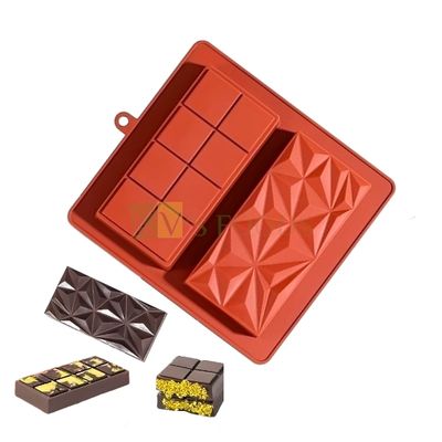 1 PC Silicone 2 Cavity Rectangular, Deep Big Dubai Chocolate Bar Mould, DIY Thick Pistachio Kunafa chocolate Mold, Chocolate Making Tool, DIY Stuffed Chocolate Bar, Mold for Energy Protein Filling Bar