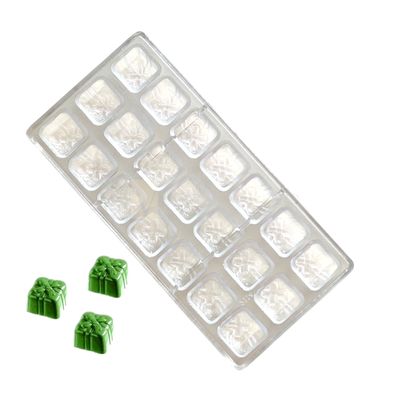 1 PC Size 10.7 x 5.2 Inches, Thickness 0.9 Inch Rectangle 21 Cavity Square Gift Box Shape Polycarbonate Chocolate Mould, Gummy Jelly Candy, Ice-cubes Mold Birthday Theme DIY Cake Decorations