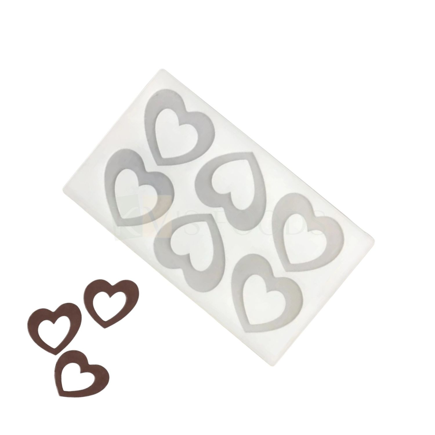 6 Cavity Silicon Hollow Double Heart Ring Design Garnishing Mould, Sugar-craft, Desserts Inserts, Chocolate, Ice Cream Garnishing, Cake Topper, Candy, Fondant, DIY Cupcakes, Side Cake Decorationg Mold