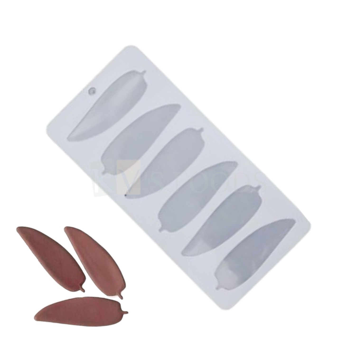 6 Cavity Feather, Leaf Shape Silicon Chocolate Garnishing Mould, Sugar-craft, Cake Dessert Insert, Ice Cream Garnishing, Cake Decoration, Candy, Fondant, Birds, Garden Theme DIY Food Decor Craft Mold