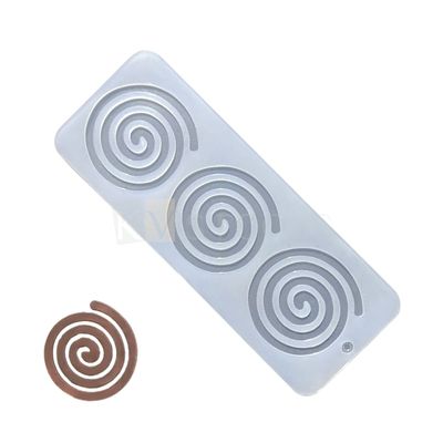 1 PC White Transparent 3 Cavity Hollow Round Spiral Swirl Shape Silicon Chocolate Garnishing Sheet Moulds, Sugar-craft, Cake Dessert Insert, Ice Cream Cake Decoration Candy Fondant DIY Food Decor Mold