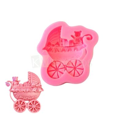 1 PC Silicone Fondant Baby Stroller, Baby Carriage, Cradle Chocolate Mould, Kids Flexible Moulds Baby Shower, New Born Party Theme DIY Cake Decorating Molds
