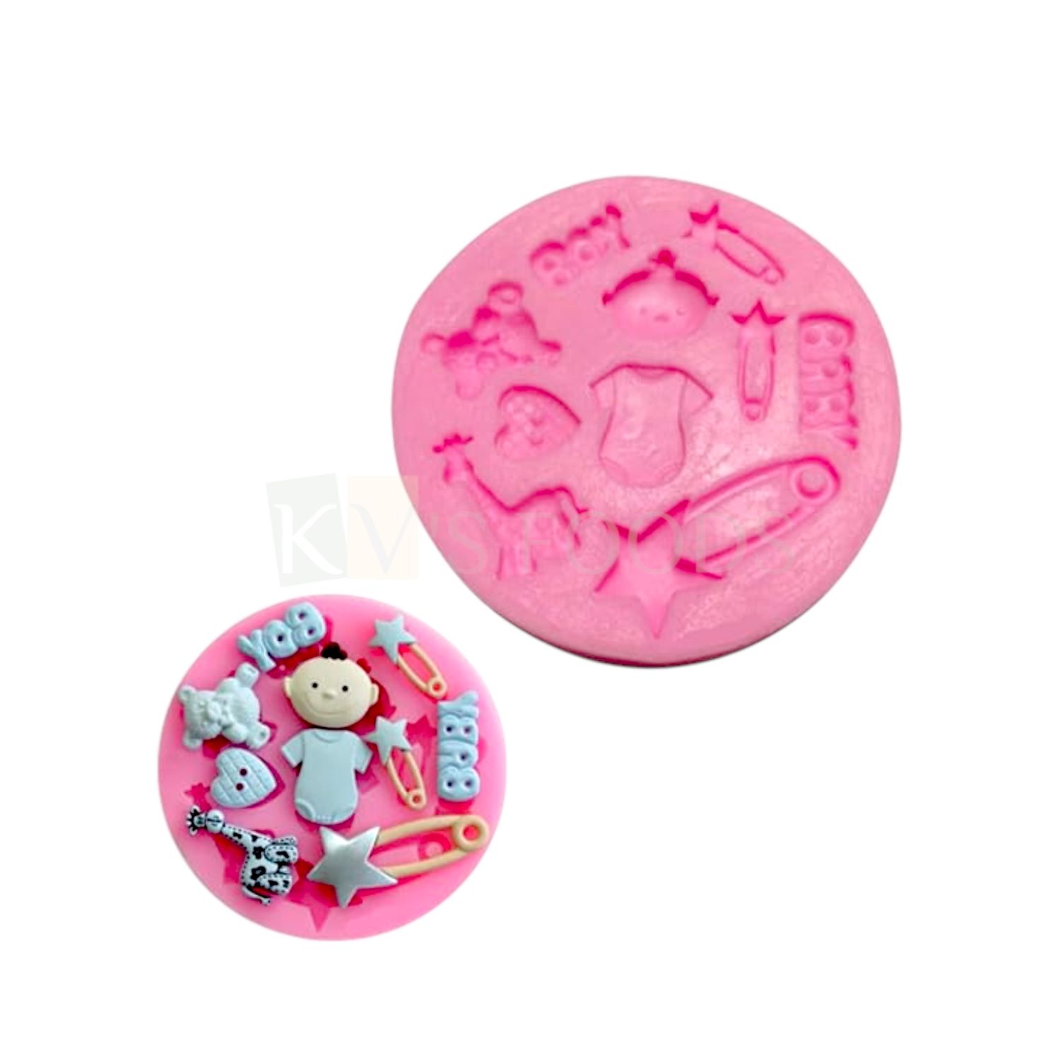 1 PC Silicone Fondant Baby Boy Letters, Tshirt Teddy, Safety  Pins with stars, Toy, Dress Jumpsuits Chocolate Mould, 10 Cavity, Baby Clothes Flexible Moulds Baby Shower Theme DIY Cake Decorating Molds