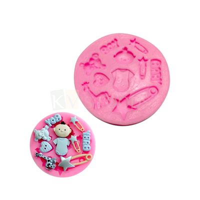 1 PC Silicone Fondant Baby Boy Letters, Tshirt Teddy, Safety  Pins with stars, Toy, Dress Jumpsuits Chocolate Mould, 10 Cavity, Baby Clothes Flexible Moulds Baby Shower Theme DIY Cake Decorating Molds