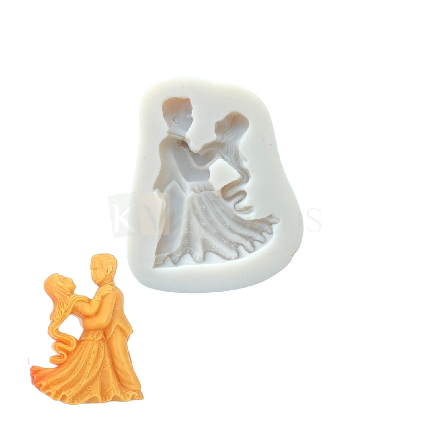 1 PC Small Silicone Fondant Dancing Bride and Groom Chocolate Mould, Happy Wedding Couple, Romantic Engagement Cake, Anniversary Celebration Theme Flexible Moulds DIY Fondant Side Decorating Mould