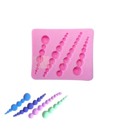 1 PC Silicone Fondant 4 Lines Round Beads Strip Mould, Pearls Strips Neklace String Lace Cake Decorating Mold, Wedding Anniversary Birthday Barbie/Doll, Disney Princess Theme Flexible Mould Tools