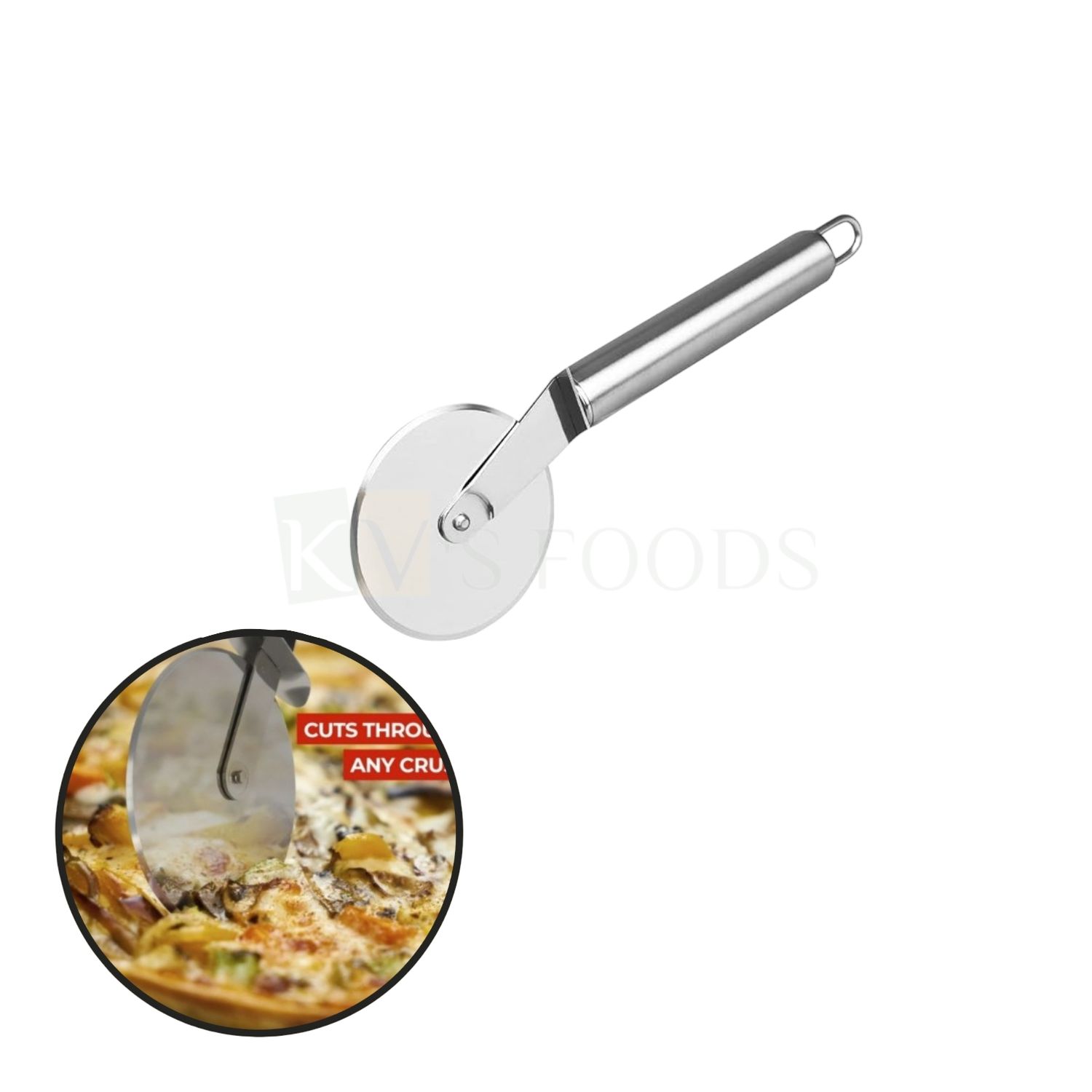 1 PC Silver Stainless Steel Sharp Blades Wheel Pizza Cutter Sandwich, Vegetables, Chocolates Biscuits Dough Cutters, Smooth Handle, Cookie Dough Cutter, Kitchen Accessories Tools
