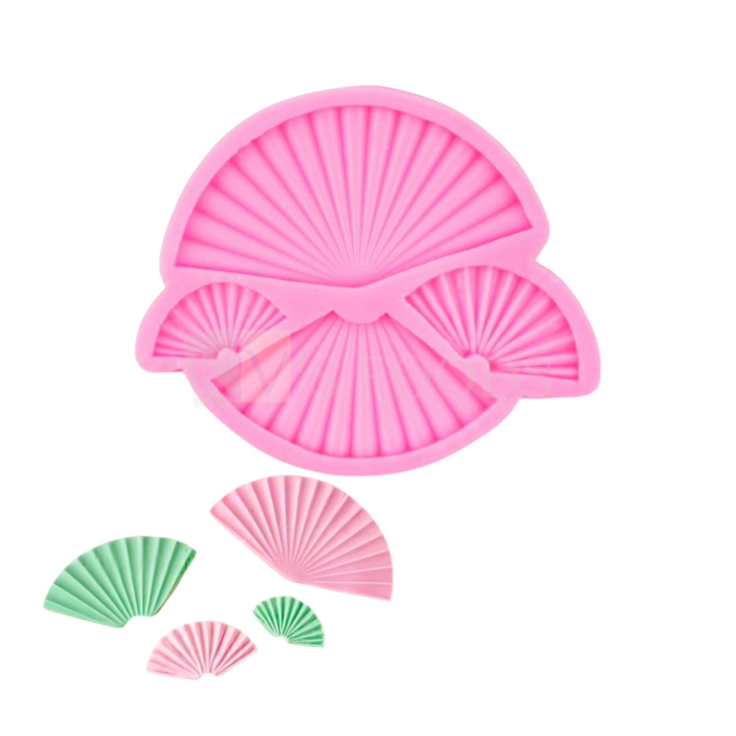 4 Cavity Silicon Different Sizes Fan Pattern mould, Sugar-craft, Cake Dessert Insert,  Chocolate, Ice Cream Garnishing Cake Decoration, Cupcake, Cake Toppers, Fondant, DIY Silicon Cake Decorating Mold