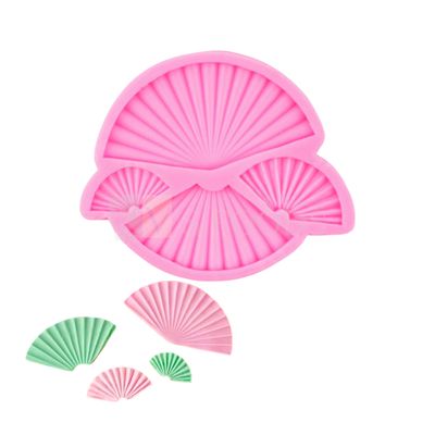 4 Cavity Silicon Different Sizes Fan Pattern mould, Sugar-craft, Cake Dessert Insert,  Chocolate, Ice Cream Garnishing Cake Decoration, Cupcake, Cake Toppers, Fondant, DIY Silicon Cake Decorating Mold