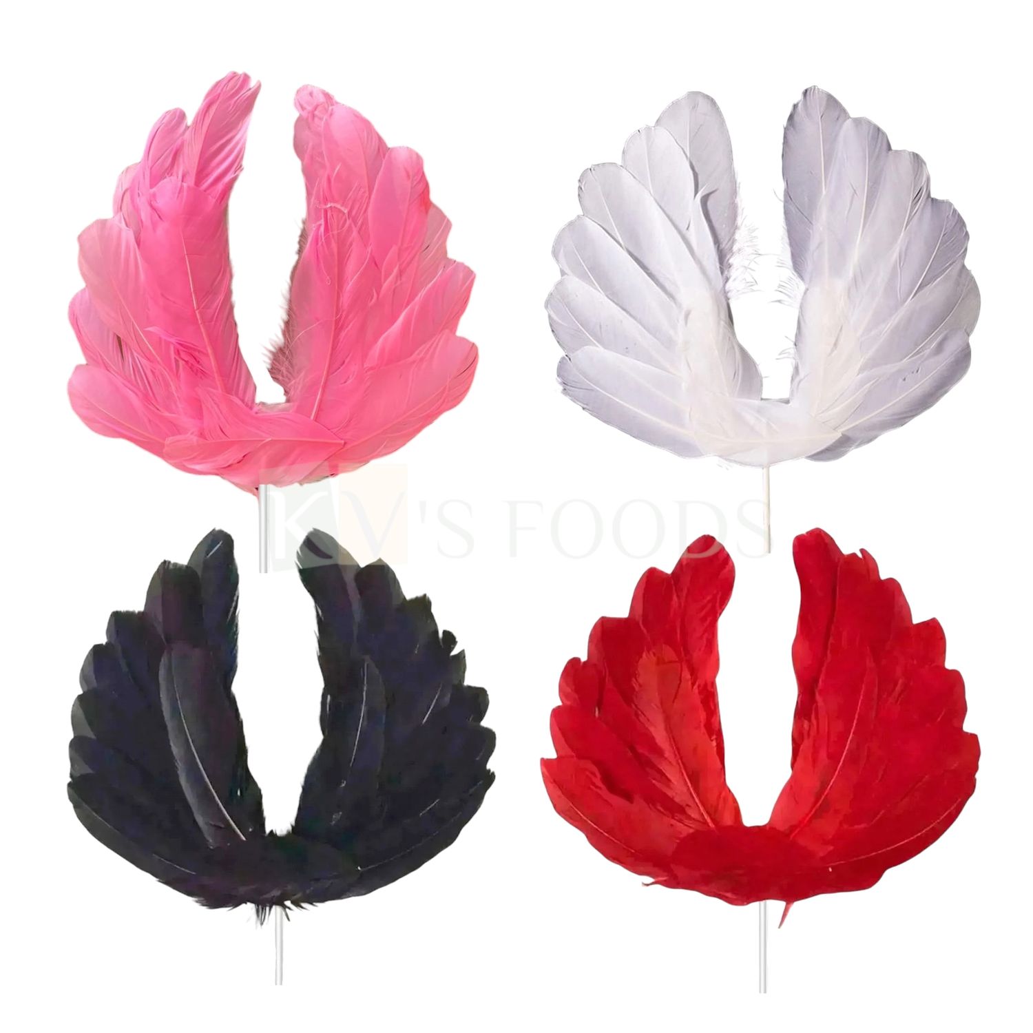 1 PC Non-Edible Pink/Red/White/Black Angel Wing Feather Cake Toppers, Cake Insert, Birthday Baby Shower Wedding Christmas Party, Unicorn  Theme DIY Cake Decoration