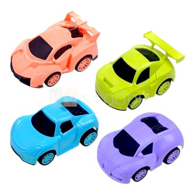 4 PCS Small Purple, Sky Blue, Green, Pinkish Orange Sports Cars Racing Vehicles Boys Car Theme Birthday Push GO Car Toys, Miniature Figurine, Play Toys, Return Gifts,  DIY Cake Decoration