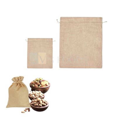 5 PCS Small/Large Jute Linen Potli Bags with Ajustable Rope Handle, Burlap Bags, Chocolates, Gems Jewelry Pouches Drawstring Candies Bag, Mesh Bag Multi Purpose for Valentine Day, Birthday Return Gift