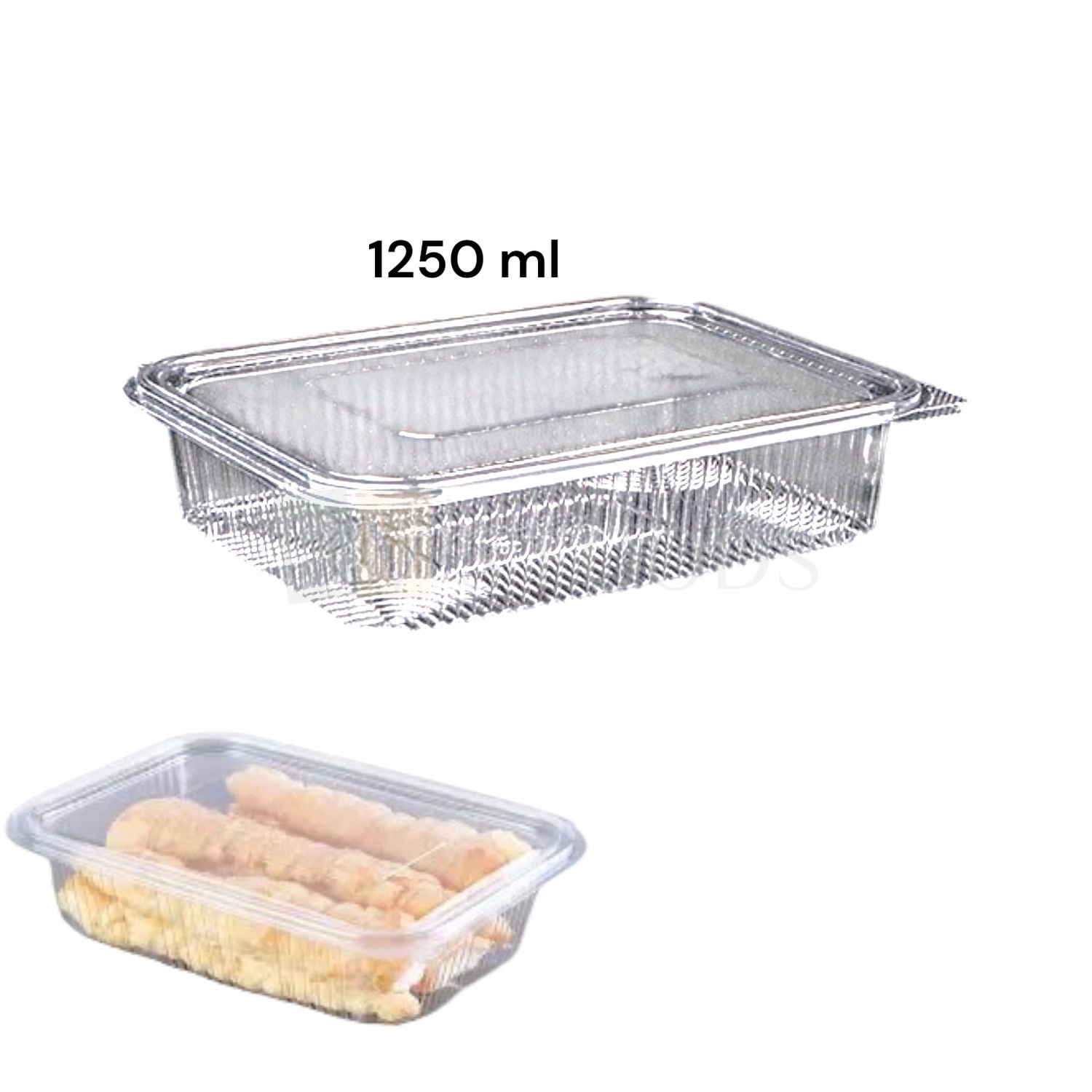 5 PCS Size 8.6 x 6.8 Inch, Height 2.1 Inch Capacity ~1250 ML Rectangle Hinged Food Packaging Container with Flat Lid Bakery Transparent Deep Fruit Salad Cupcake Cream Rolls, Show Bowl Clamshell Box