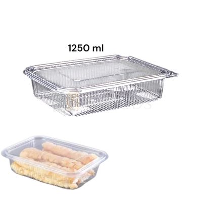 5 PCS Size 8.6 x 6.8 Inch, Height 2.1 Inch Capacity ~1250 ML Rectangle Hinged Food Packaging Container with Flat Lid Bakery Transparent Deep Fruit Salad Cupcake Cream Rolls, Show Bowl Clamshell Box