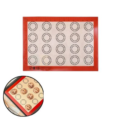 1 PC Small Silicone Multipurpose Silpat Macaroons Liner Baking Mats with Measurements Scale 20 Circles, Reusable Professional Non-stick Puff Mat Oven Liner Sheets Toaster Biscuits, Cookies Pans Mats