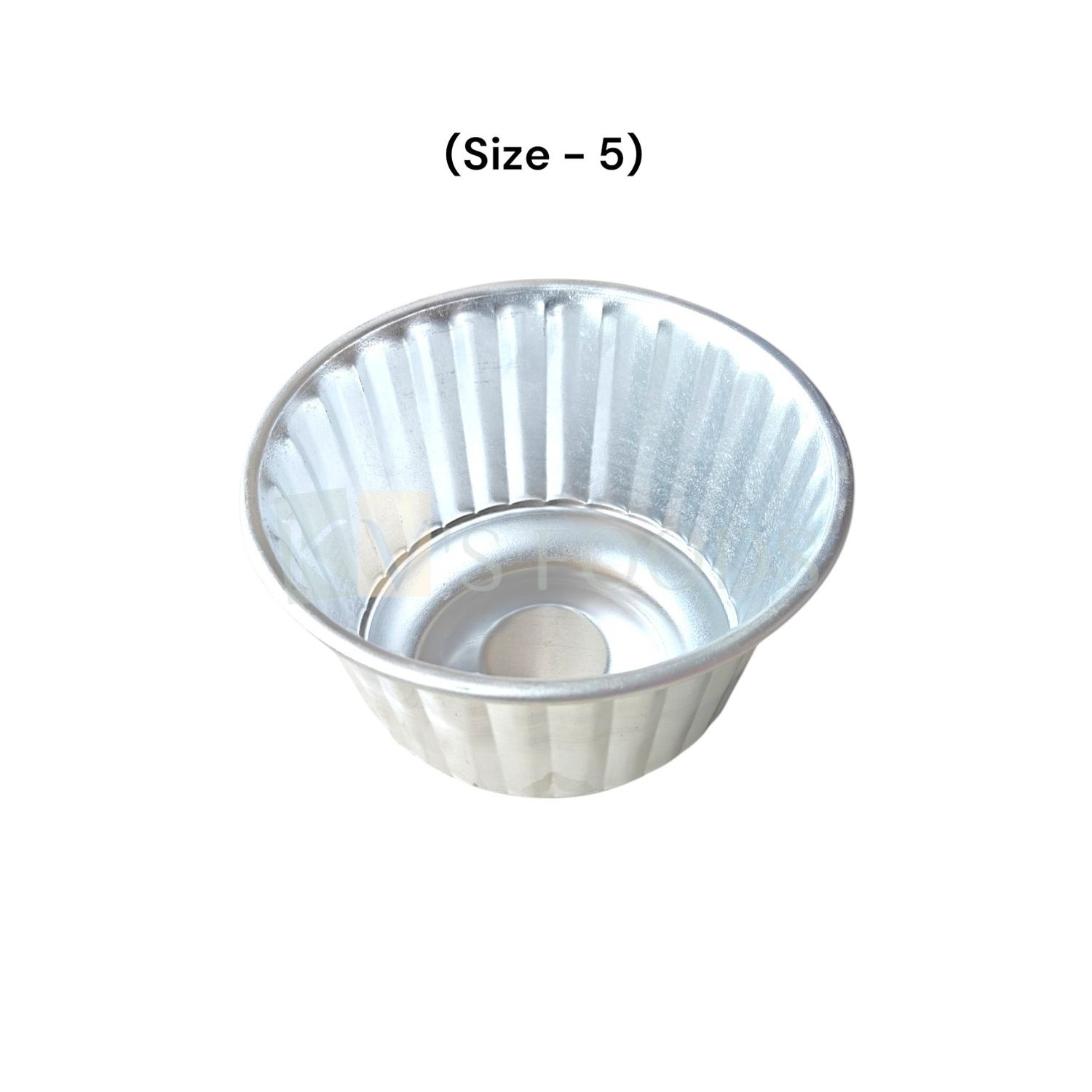 1PC Aluminium Base Diameter ~3.9 Inch Big Jelly Baking Mould Cup for Oven (Size 5), Capacity ~800 Grams, Mold for Cakes, Pudding, Desserts, Jelly Cup Cake, Bowl, Bakeware Mould, Fluted Lined Tins