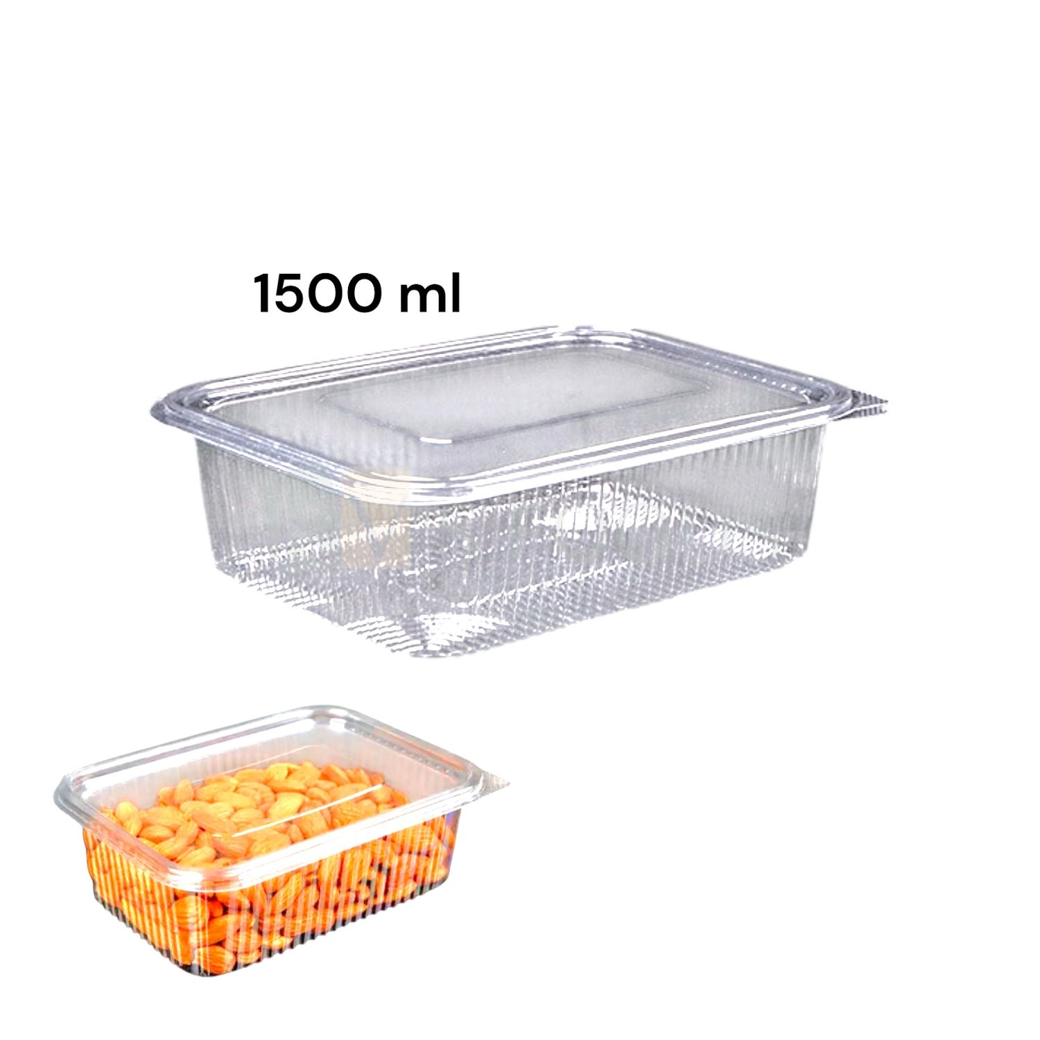 5 PCS Size 8.6 x 6.8 Inch, Height 2.5 Inch Capacity ~1500 ML Rectangle Hinged Food Packaging Container with Flat Lid Bakery Transparent Deep Fruit Salad Cupcake Cream Rolls, Show Bowl Clamshell Box