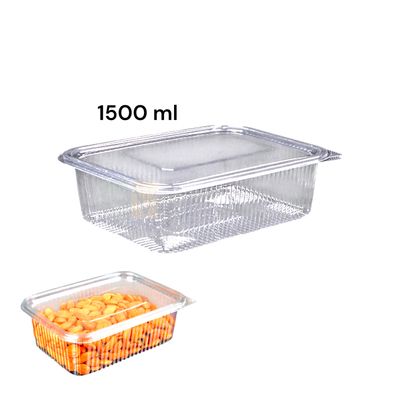 5 PCS Size 8.6 x 6.8 Inch, Height 2.5 Inch Capacity ~1500 ML Rectangle Hinged Food Packaging Container with Flat Lid Bakery Transparent Deep Fruit Salad Cupcake Cream Rolls, Show Bowl Clamshell Box