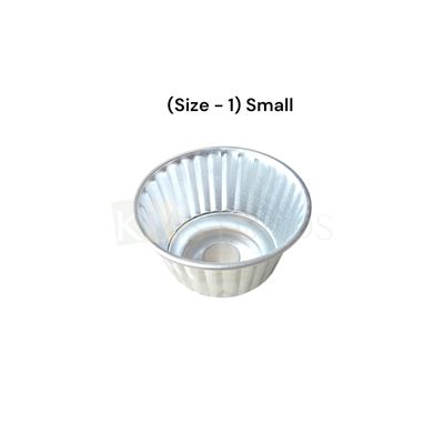 1PC Aluminium Base Diameter ~2.3 Inch Small Jelly Baking Mould Cup for Oven (Size 1), Capacity ~200 Grams, Mold for Cakes, Pudding, Desserts, Jelly Cup Cake, Bowl, Bakeware Mould, Fluted Lined Tins