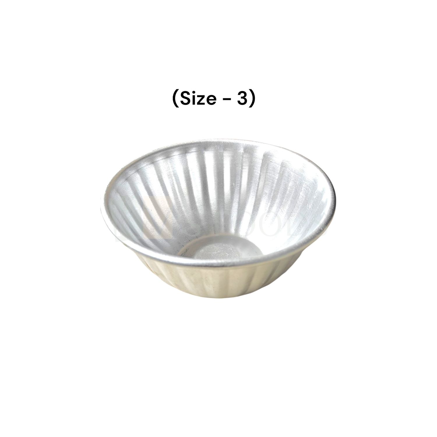 1PC Aluminium Base Diameter ~2.6 Inch Small Jelly Baking Mould Cup for Oven (Size 3), Capacity ~300 Grams, Mold for Cakes, Pudding, Desserts, Dome Shape Bowl, Bakeware Mould, Fluted Lined Tins