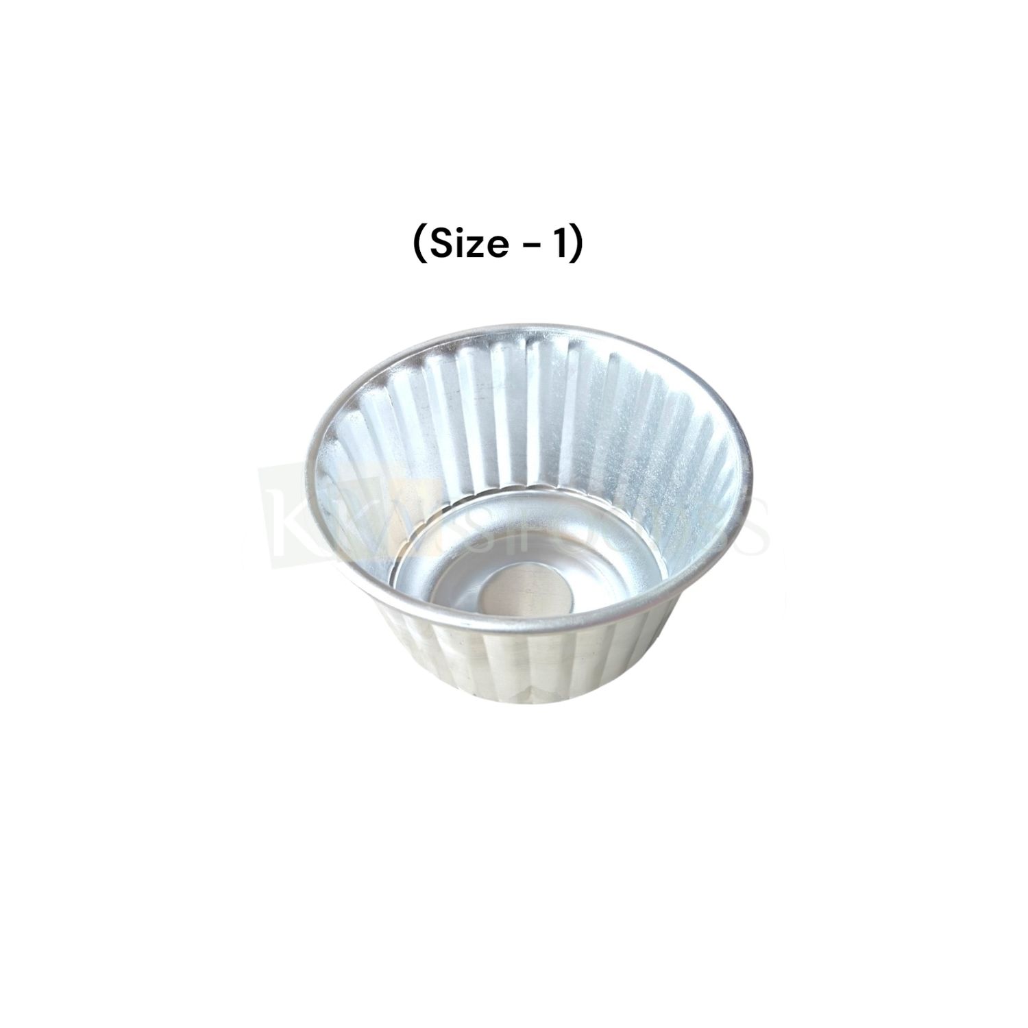 1PC Aluminium Base Diameter ~2.6 Inch Medium Jelly Baking Mould Cup for Oven (Size 1), Capacity ~300 Grams, Mold for Cakes, Pudding, Desserts, Jelly Cup Cake, Bowl, Bakeware Mould, Fluted Lined Tins