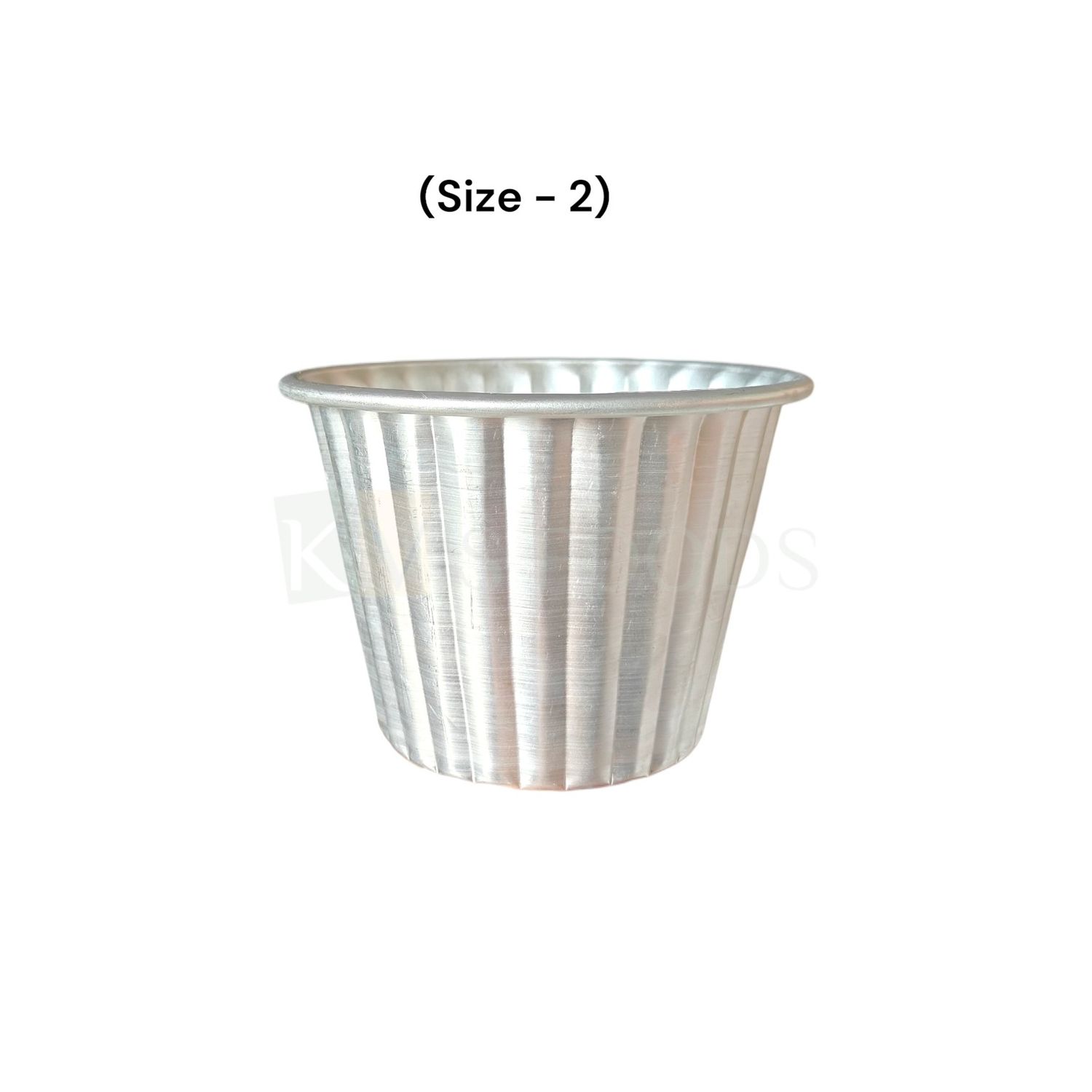 1PC Aluminium Base Diameter ~3.1 Inch Medium Height Jelly Baking Mould Cup for Oven (Size 2), Capacity ~350 Grams, Mold for Cakes, Pudding, Desserts, Jelly Cakes Bowl Bakeware Mould, Fluted Lined Tins