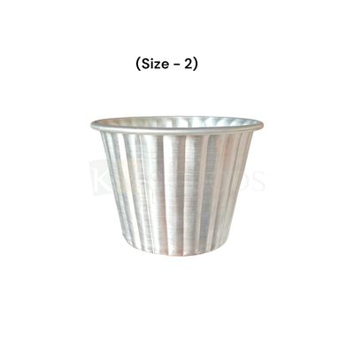 1PC Aluminium Base Diameter ~3.1 Inch Medium Height Jelly Baking Mould Cup for Oven (Size 2), Capacity ~350 Grams, Mold for Cakes, Pudding, Desserts, Jelly Cakes Bowl Bakeware Mould, Fluted Lined Tins