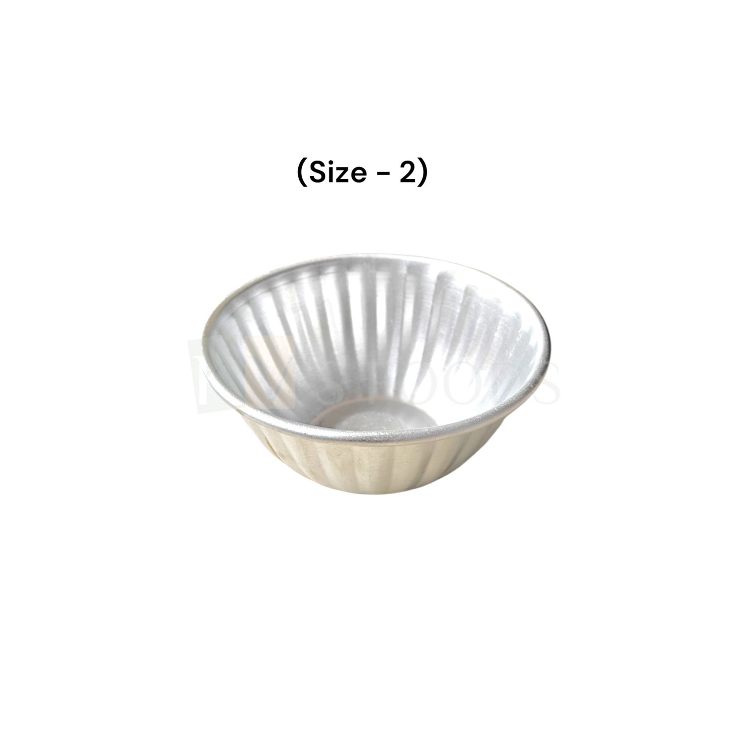 1PC Aluminium Base Diameter ~2.2 Inch Small Jelly Baking Mould Cup for Oven (Size 2), Capacity ~200 Grams, Mold for Cakes, Pudding, Desserts, Dome Shape Bowl, Bakeware Mould, Fluted Lined Tins