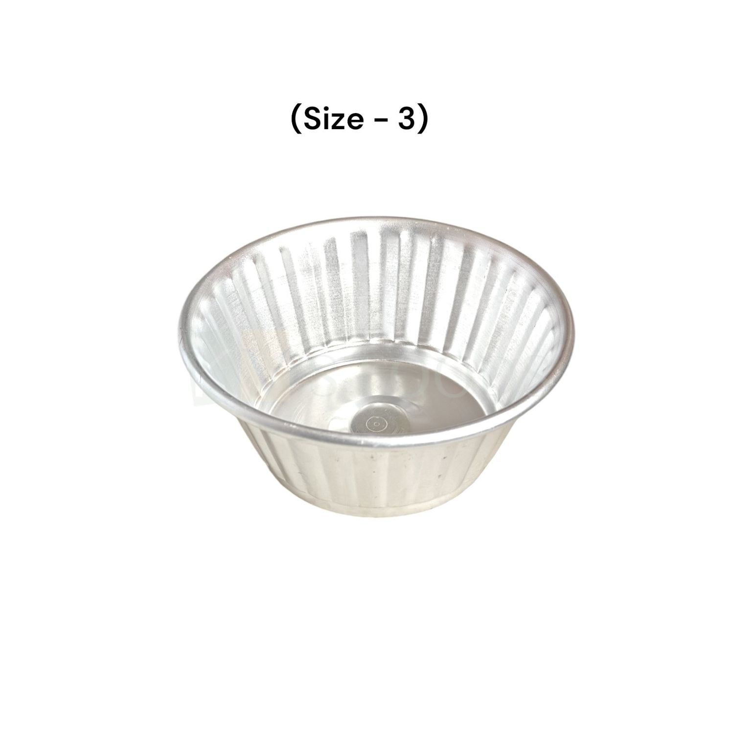 1PC Aluminium Base Diameter ~3.7 Inch Small Jelly Baking Mould Cup for Oven (Size 3), Capacity ~400 Grams, Mold for Cakes, Pudding, Desserts, Jelly Cup Cake, Bowl, Bakeware Mould, Fluted Lined Tins