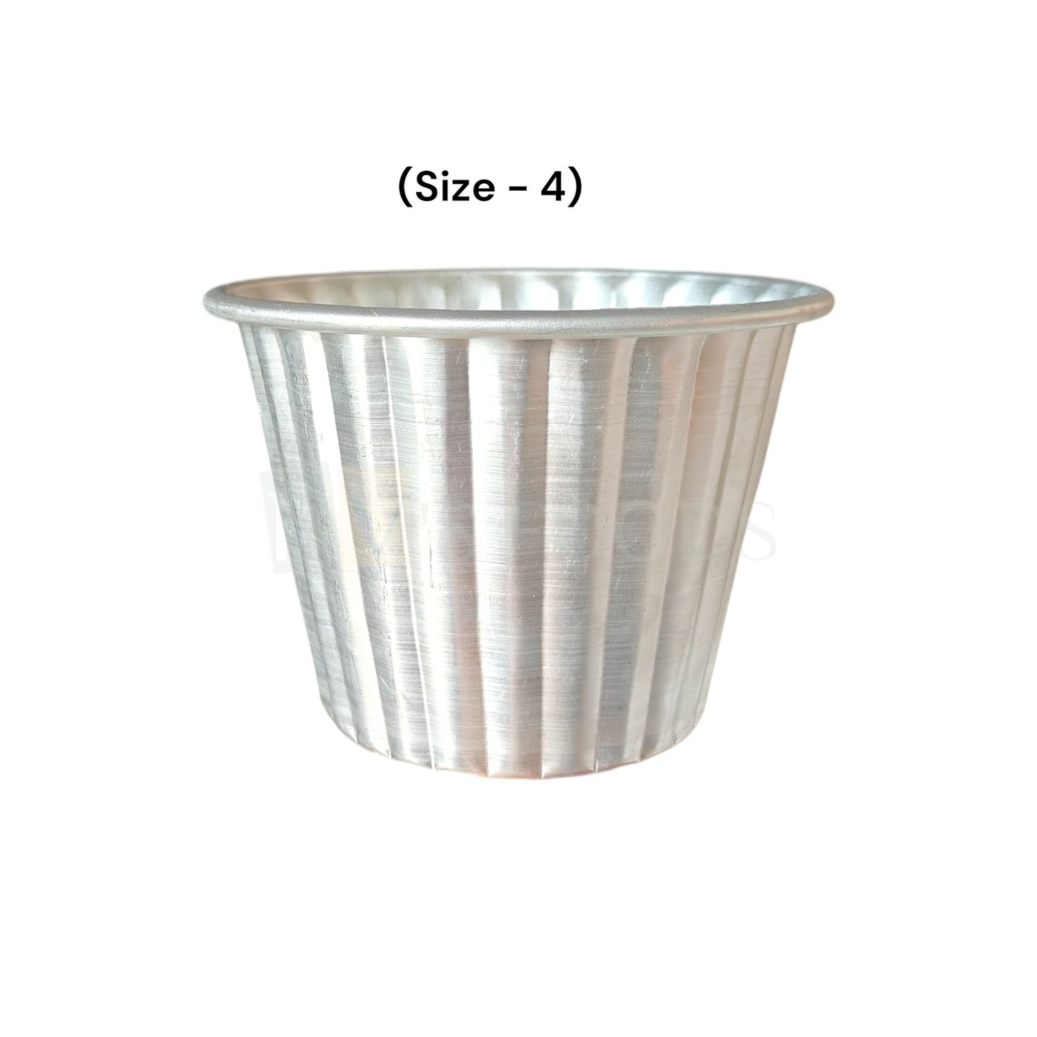 1PC Aluminium Base Diameter ~3.7 Inch Big Height Jelly Baking Mould Cup for Oven (Size 4), Capacity ~700 Grams, Mold for Cakes, Pudding, Desserts, Jelly Cup Cake Bowl Bakeware Mould, Fluted Lined Tins