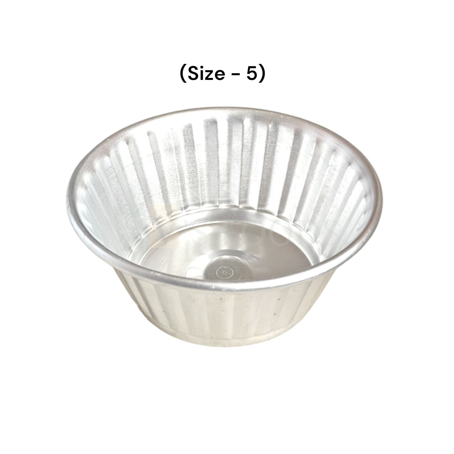 1PC Aluminium Base Diameter ~4.5 Inch Big Jelly Baking Mould Cup for Oven (Size 5), Capacity ~600 Grams, Mold for Cakes, Pudding, Desserts, Jelly Cup Cake, Bowl, Bakeware Mould, Fluted Lined Tins