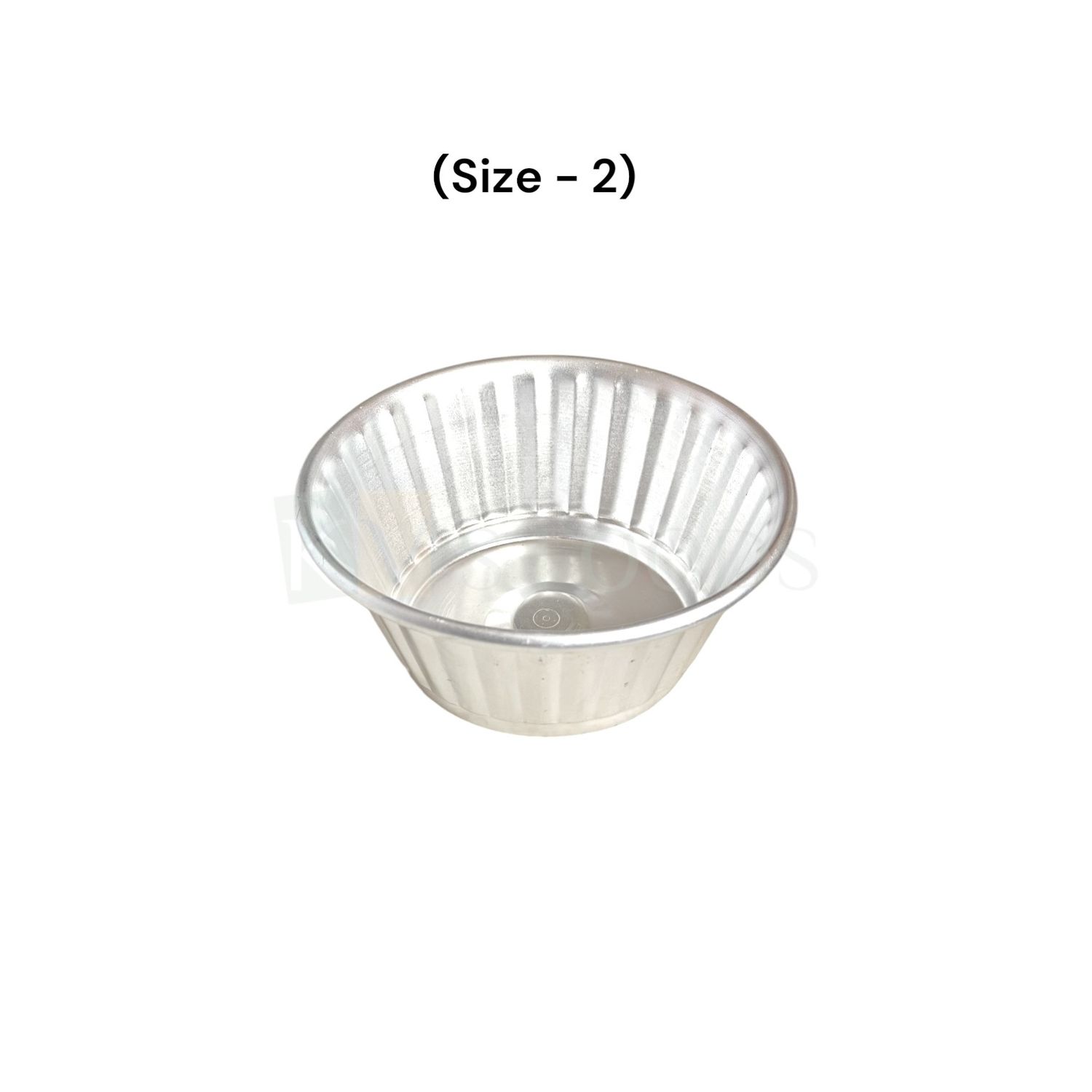 1PC Aluminium Base Diameter ~3.5 Inch Small Jelly Baking Mould Cup for Oven (Size 2), Capacity ~300 Grams, Mold for Cakes, Pudding, Desserts, Jelly Cup Cake, Bowl, Bakeware Mould, Fluted Lined Tins
