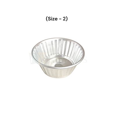 1PC Aluminium Base Diameter ~3.5 Inch Small Jelly Baking Mould Cup for Oven (Size 2), Capacity ~300 Grams, Mold for Cakes, Pudding, Desserts, Jelly Cup Cake, Bowl, Bakeware Mould, Fluted Lined Tins