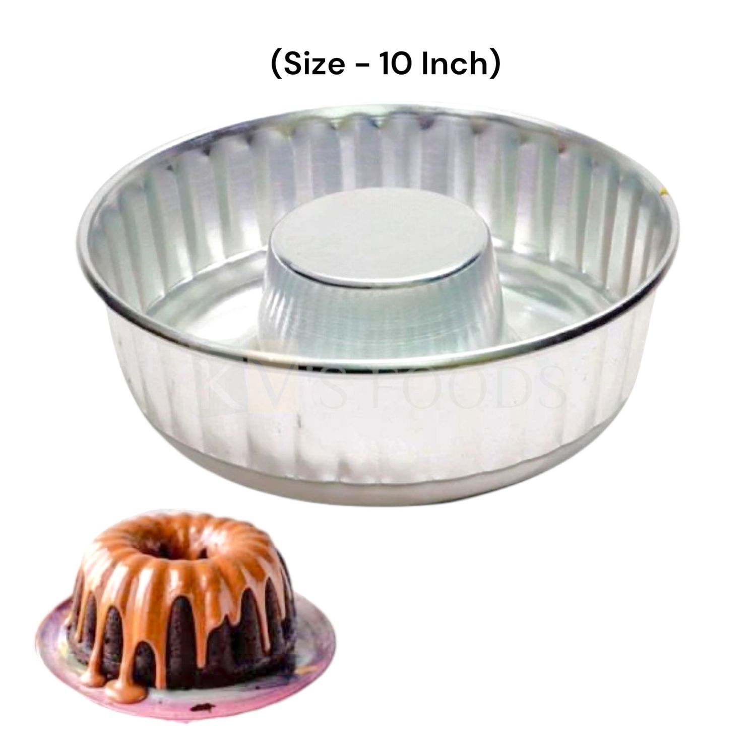 1PC Aluminium Top Diameter 10.1 Inch Big Donut Shape Jelly Baking Mould for Oven, Capacity ~1400 Grams, Bundt Cakes, Pudding, Desserts, Gelatin Cakes, Bakeware Ring Volcano Mould, Fluted Lined Tins