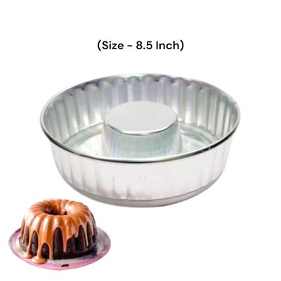 1PC Aluminium Top Diameter 9 Inch Big Donut Shape Jelly Baking Mould for Oven, Capacity ~900 Grams, Bundt Cakes, Pudding, Desserts, Gelatin Cakes, Bakeware Ring Volcano Mould, Fluted Lined Tins