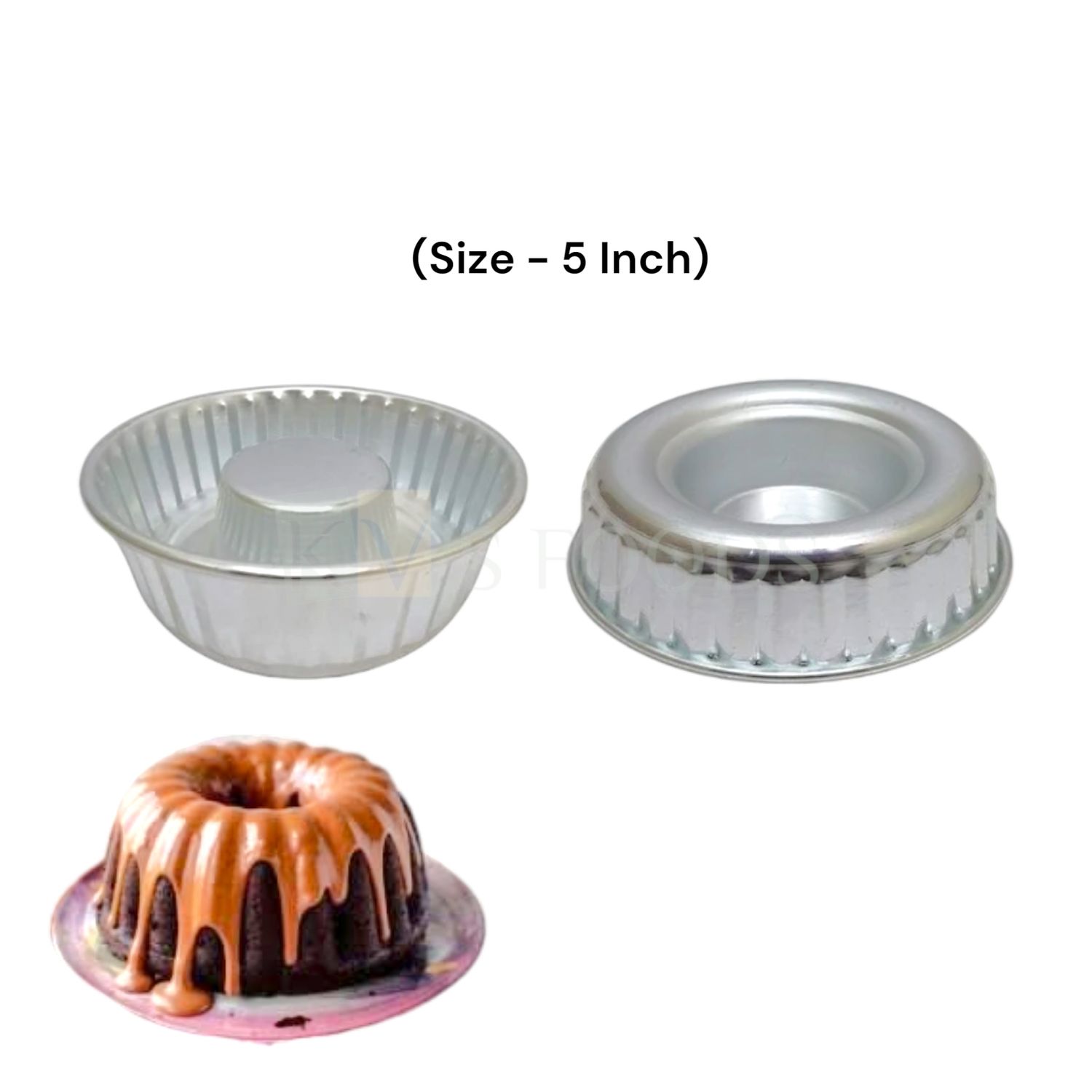 1PC Aluminium Top Diameter 5.6 Inch Small Donut Shape Jelly Baking Mould for Oven, Capacity ~250 Grams, Bundt Cakes, Pudding, Desserts, Gelatin Cakes, Bakeware Ring Volcano Mould, Fluted Lined Tins