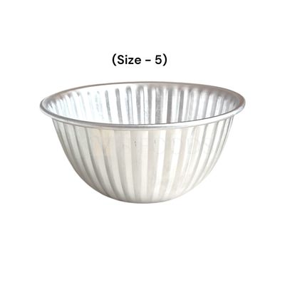 1PC Aluminium Base Diameter ~3 Inch Big Jelly Baking Mould Cup for Oven (Size 5), Capacity ~700 Grams, Mold for Cakes, Pudding, Desserts, Dome Shape Bowl, Bakeware Mould, Fluted Lined Tins