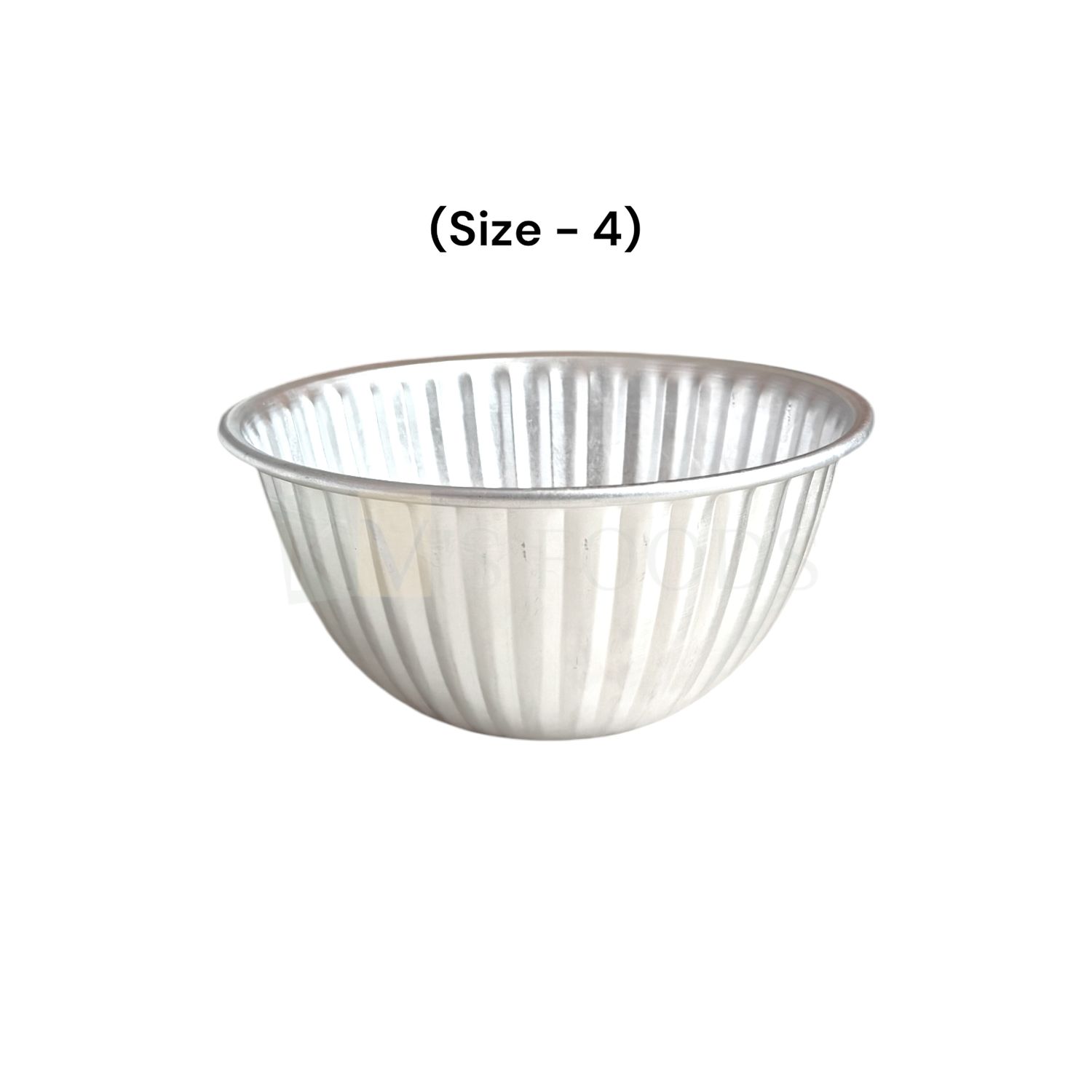 1PC Aluminium Base Diameter ~2.8 Inch Medium Jelly Baking Mould Cup for Oven (Size 4), Capacity ~500 Grams, Mold for Cakes, Pudding, Desserts, Dome Shape Bowl, Bakeware Mould, Fluted Lined Tins