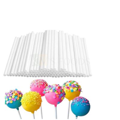 ~100 PCs White Plastic Cake Pop Sticks, 15.2 cm Medium Lollipop Sticks, Popsicles, Hard Candy, Rainbow Sweets, Chocolates, Cakes, Stick, Straw, Shakes, Smoothies, Birthday Celebrations Art, Crafts