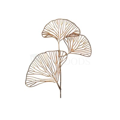 1 PC Golden Non-Edible Shiny Ginko Leaf Shape Stick Length 7.7 Inch for Wedding Anniversary Engagement Christmas Cakes Functions Cake Topper, Insert Bouquet Vase Leaves Decorations, Crafts Wall Decor