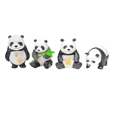 4PCs Different Actions Miniature Panda Set Figurines Cake Toppers, Zoo, Jungle Theme, Cartoon Characters, Kids, Childrens, Cute Animal  Birthday Party Cupcake Toppers, Play Toy DIY Cake Decorations