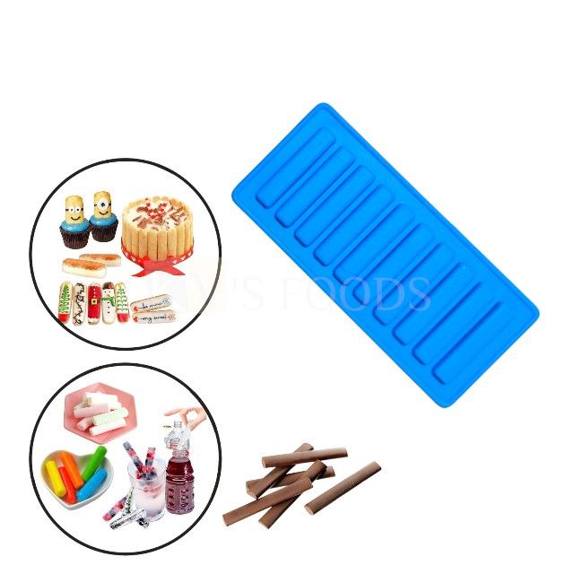 10 Cavity Small Rectangle Kitkat Chocolate Bar Silicone Mould, Jelly, Chalk Shape Candy Mould, Grid Tray, Cakes, Dessert Insert, Cupcake, Ice Cream Garnishing, Ice Cube Tray, Fondant, DIY Cake Decor