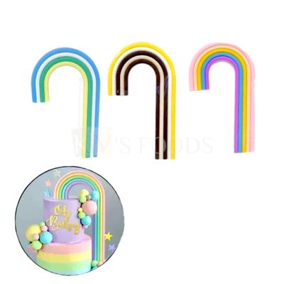 1PC Large Multicoloured Pastel Colours Rainbow Arch Cake Topper Suitable for Children's Happy Birthday Party Kids Girls Birthday Cake Insert Rainbow, Baby Shower, Fairy Angel Theme DIY Cake Decoration