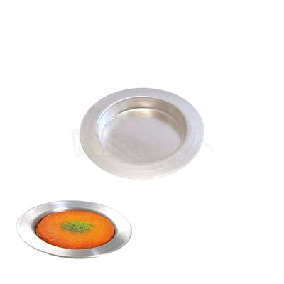 1PC Base Diameter 3 Inch, Height 1 Inch, Aluminium Kunafa Plate Silver Circle, Kunafa Pan Mould, Kunefe, Shredded Kadaifi Phyllo Dough Tray, Reusable Dessert Plate, Turkish Dessert Dough Baking Pan