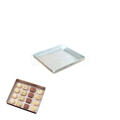 1PC Small Size 5.1x5.1x0.5 Inch, Cookie Tray, Aluminium  Silver Square Biscuits, Puff, Khari Baking Pan Mould, Bakeable Bakeware Tins for Ovens, Kitchen Accessory, 1/2 Inch Height Nankhatai Tray Mold
