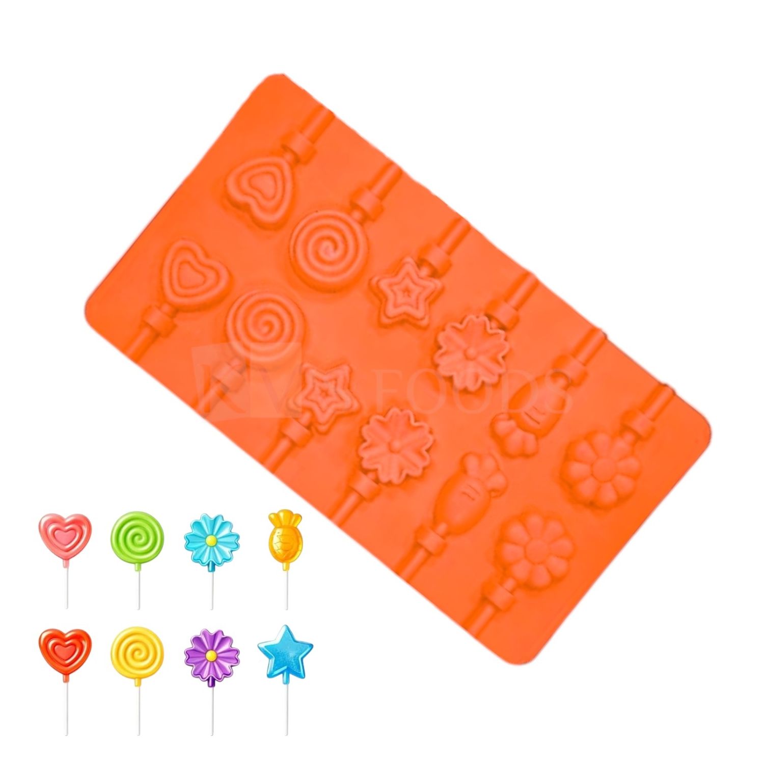 12 Cavity, Flower, Heart, Spiral, Star Shape Silicone Chocolate Mold, Lollipop, Hard Candy, Chocolate, Candy Making Tray, Soap, Ice cubes &amp; Resin Flexible Mold, Jelly, Gummy, Fondant Cake Decorations
